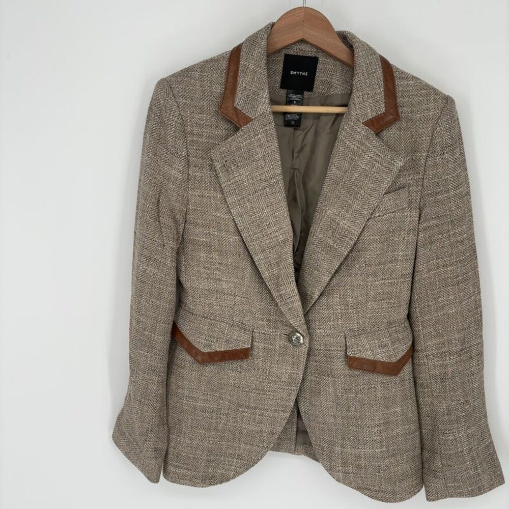 SMYTHE taped seamed blazer in taupe tweed